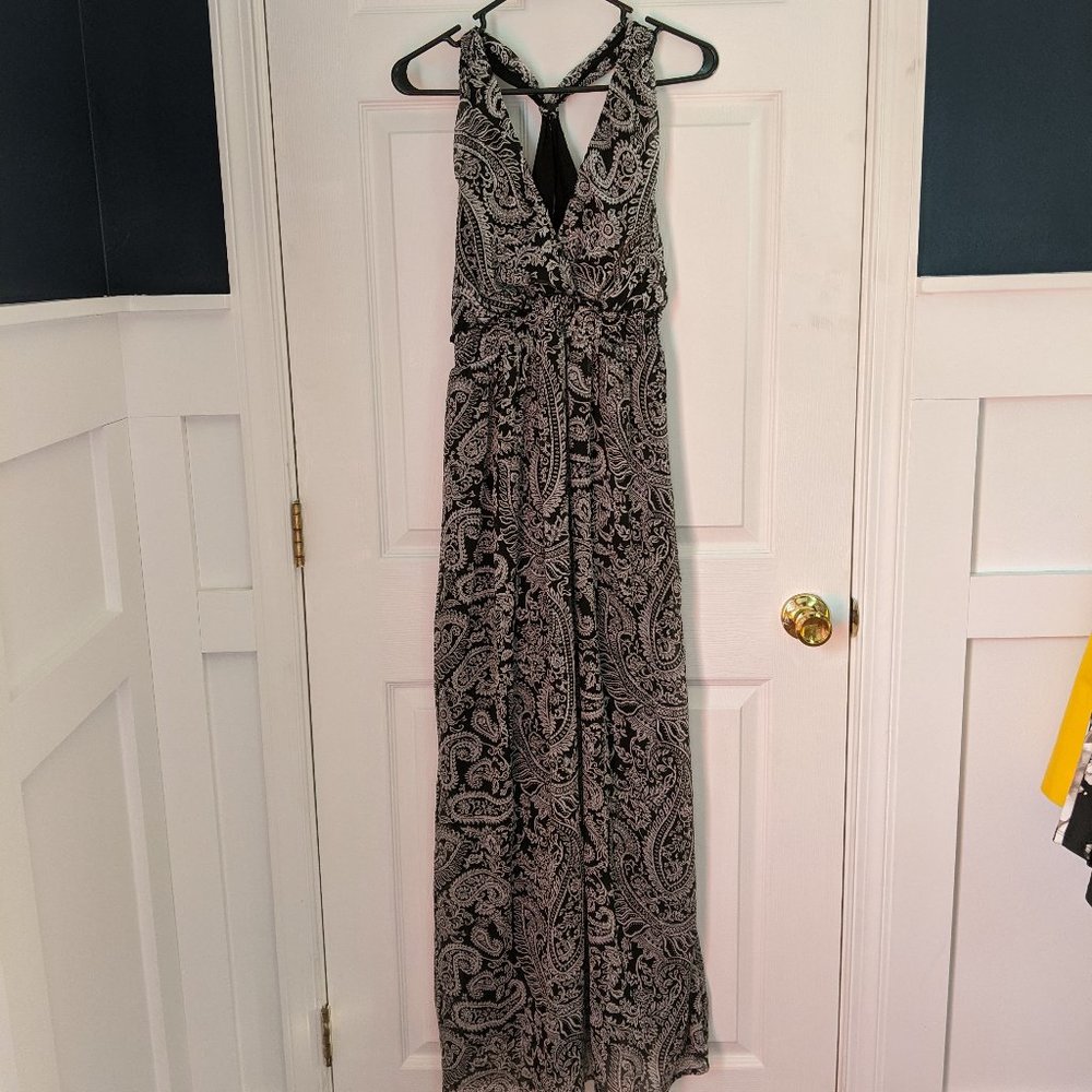 paisley chiffon halter maternity maxi